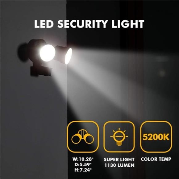 Lumen 15 Watt 26 LED Motion Activated Integrated Dual-Head Floodlight Outdoor - Picture 3 of 6